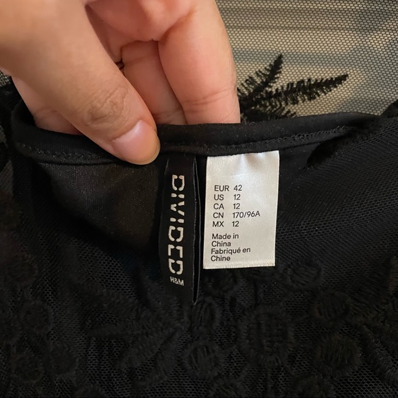 H&M sheer long-sleeved black dress with lining, Size 12 - Picture 5 of 5